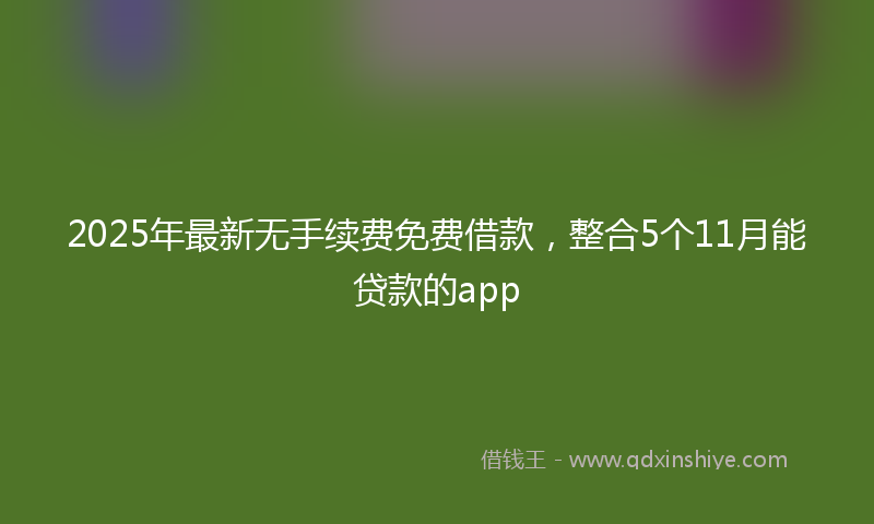 2025年最新无手续费免费借款，整合5个11月能贷款的app