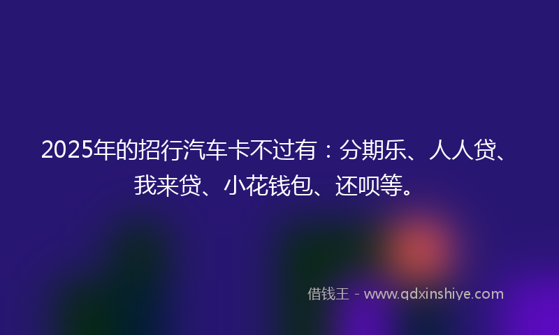 2025年的招行汽车卡不过有：分期乐、人人贷、我来贷、小花钱包、还呗等。