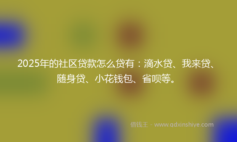 2025年的社区贷款怎么贷有：滴水贷、我来贷、随身贷、小花钱包、省呗等。