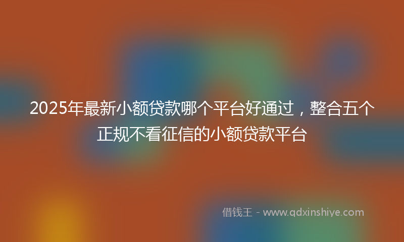 2025年最新小额贷款哪个平台好通过，整合五个正规不看征信的小额贷款平台
