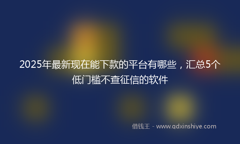 2025年最新现在能下款的平台有哪些，汇总5个低门槛不查征信的软件