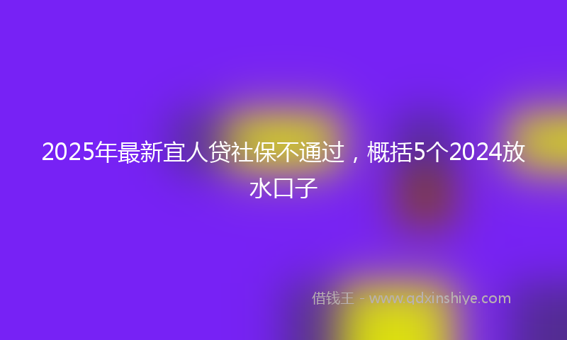 2025年最新宜人贷社保不通过，概括5个2024放水口子