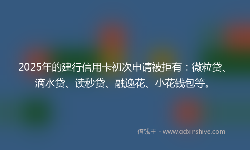 2025年的建行信用卡初次申请被拒有：微粒贷、滴水贷、读秒贷、融逸花、小花钱包等。