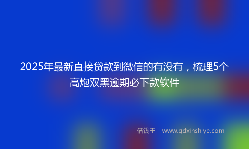 2025年最新直接贷款到微信的有没有，梳理5个高炮双黑逾期必下款软件