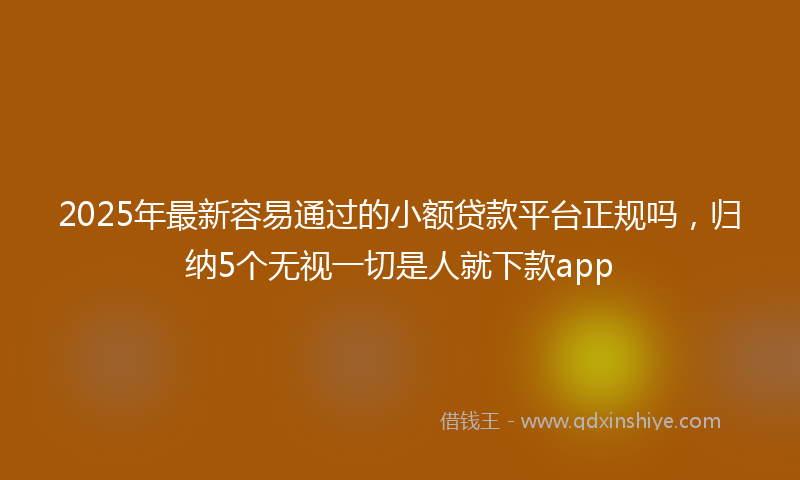 2025年最新容易通过的小额贷款平台正规吗，归纳5个无视一切是人就下款app