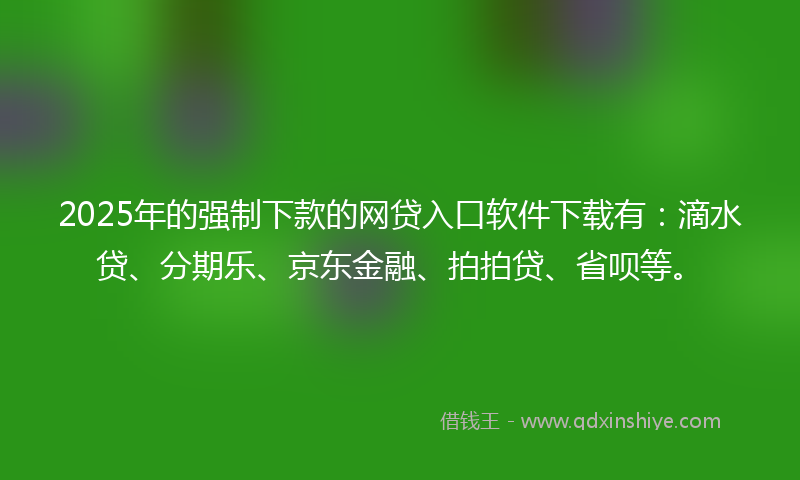 2025年的强制下款的网贷入口软件下载有：滴水贷、分期乐、京东金融、拍拍贷、省呗等。