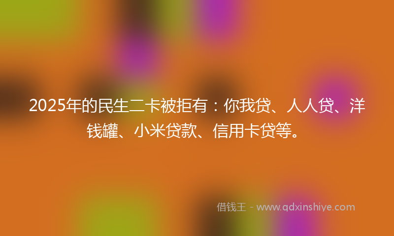 2025年的民生二卡被拒有:你我贷、人人贷、洋钱罐、小米贷款、信用卡贷等。
