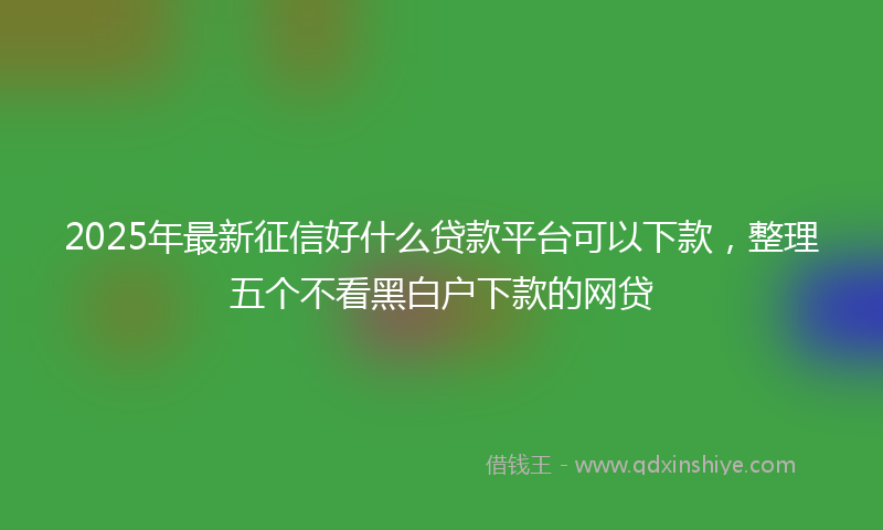 2025年最新征信好什么贷款平台可以下款，整理五个不看黑白户下款的网贷