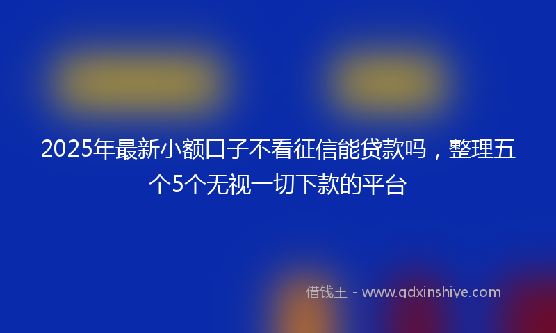 2025年最新小额口子不看征信能贷款吗，整理五个5个无视一切下款的平台