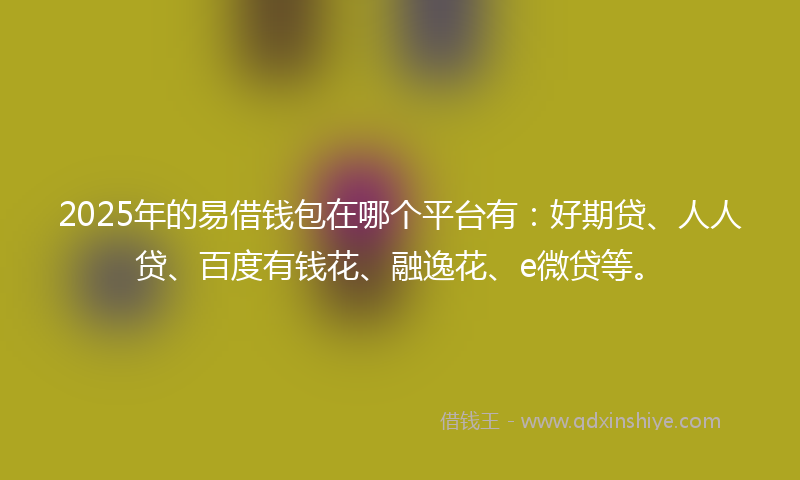 2025年的易借钱包在哪个平台有：好期贷、人人贷、百度有钱花、融逸花、e微贷等。