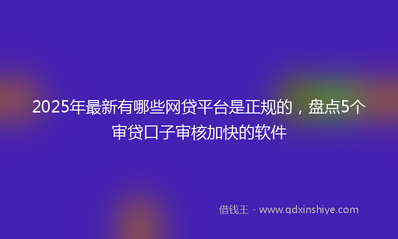 2025年最新有哪些网贷平台是正规的，盘点5个审贷口子审核加快的软件