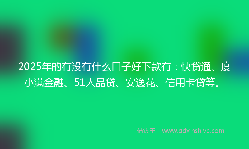 2025年的有没有什么口子好下款有：快贷通、度小满金融、51人品贷、安逸花、信用卡贷等。