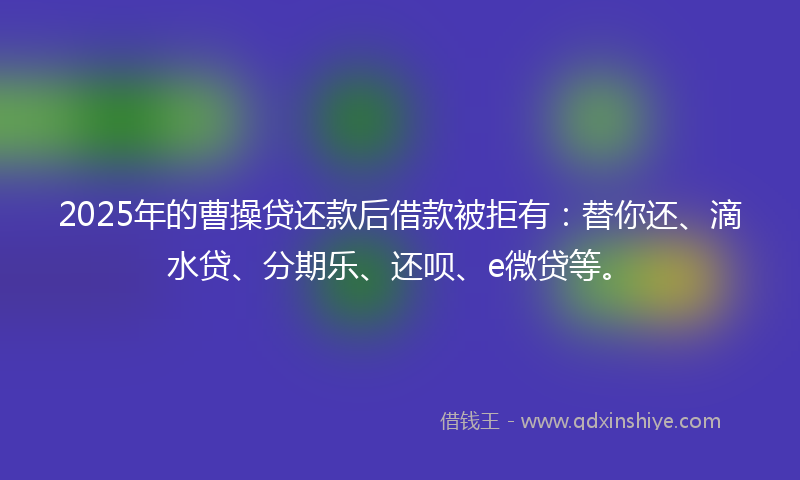 2025年的曹操贷还款后借款被拒有：替你还、滴水贷、分期乐、还呗、e微贷等。