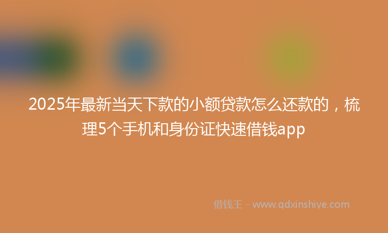 2025年最新当天下款的小额贷款怎么还款的，梳理5个手机和身份证快速借钱app