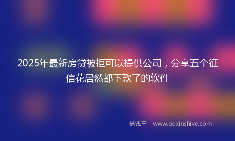 2025年最新房贷被拒可以提供公司，分享五个征信花居然都下款了的软件