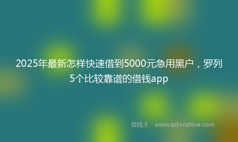 2025年最新怎样快速借到5000元急用黑户，罗列5个比较靠谱的借钱app