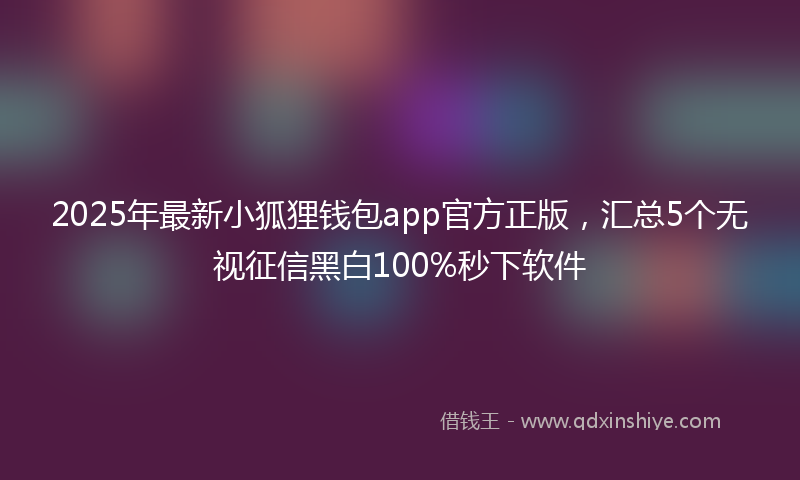 2025年最新小狐狸钱包app官方正版，汇总5个无视征信黑白100%秒下软件