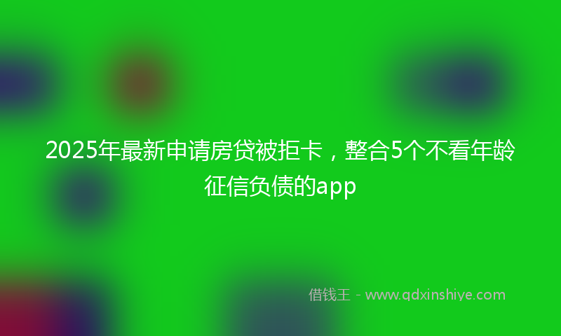 2025年最新申请房贷被拒卡，整合5个不看年龄征信负债的app