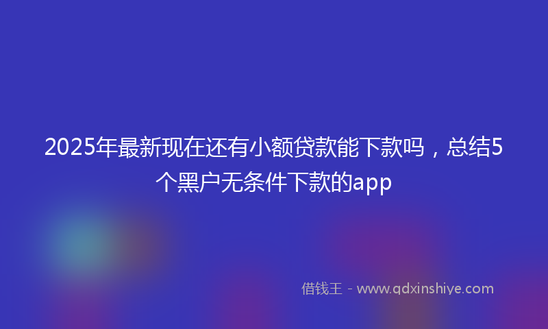 2025年最新现在还有小额贷款能下款吗，总结5个黑户无条件下款的app