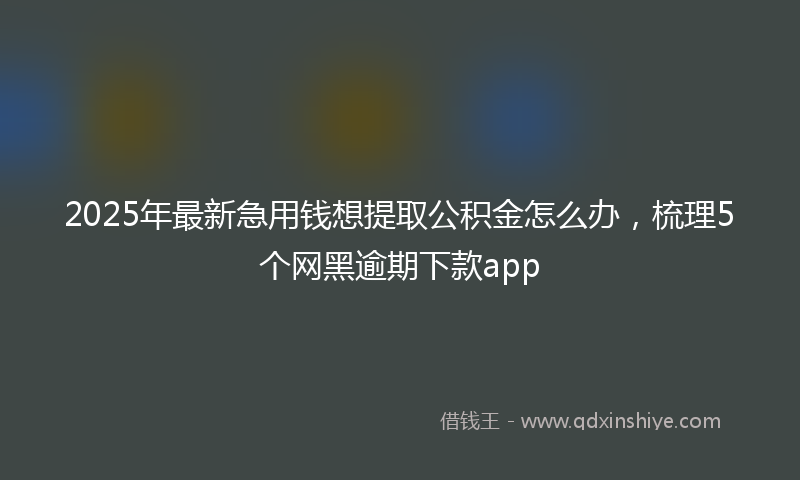 2025年最新急用钱想提取公积金怎么办，梳理5个网黑逾期下款app