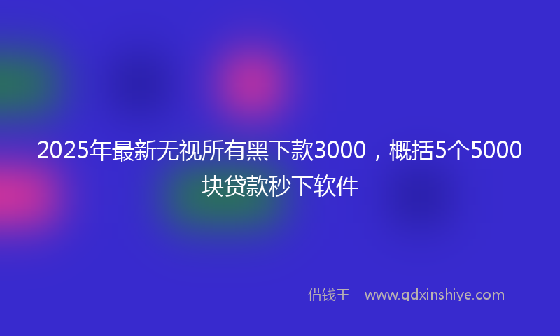2025年最新无视所有黑下款3000，概括5个5000块贷款秒下软件