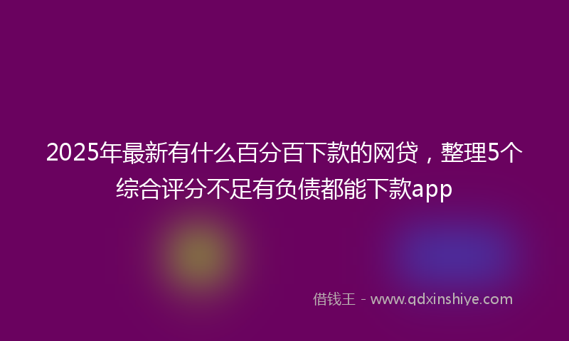 2025年最新有什么百分百下款的网贷，整理5个综合评分不足有负债都能下款app