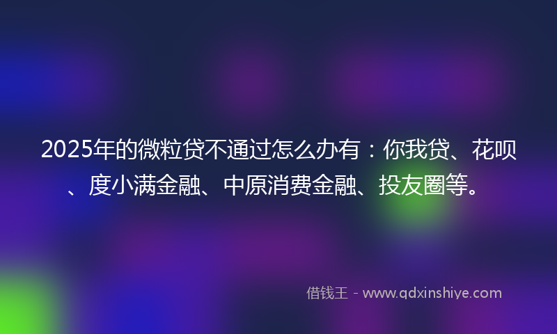 2025年的微粒贷不通过怎么办有：你我贷、花呗、度小满金融、中原消费金融、投友圈等。