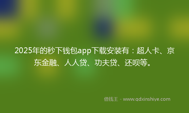 2025年的秒下钱包app下载安装有：超人卡、京东金融、人人贷、功夫贷、还呗等。