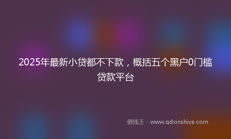 2025年最新小贷都不下款，概括五个黑户0门槛贷款平台