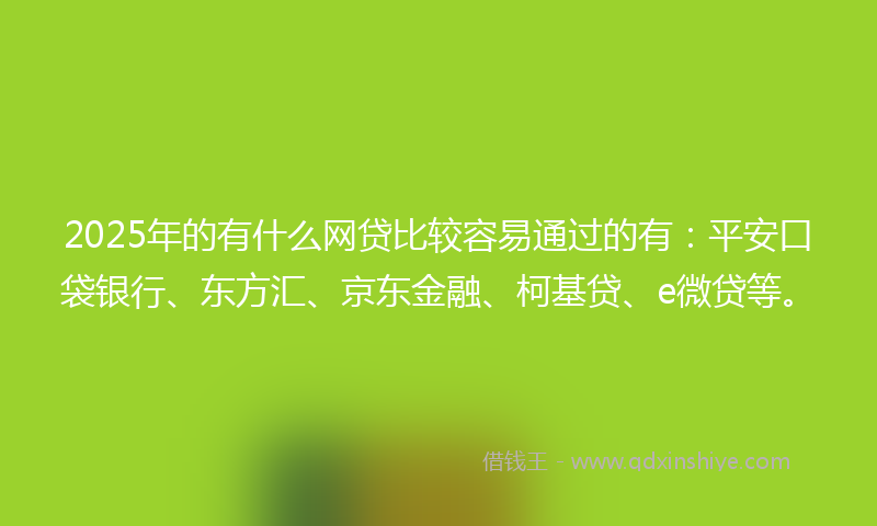2025年的有什么网贷比较容易通过的有：平安口袋银行、东方汇、京东金融、柯基贷、e微贷等。