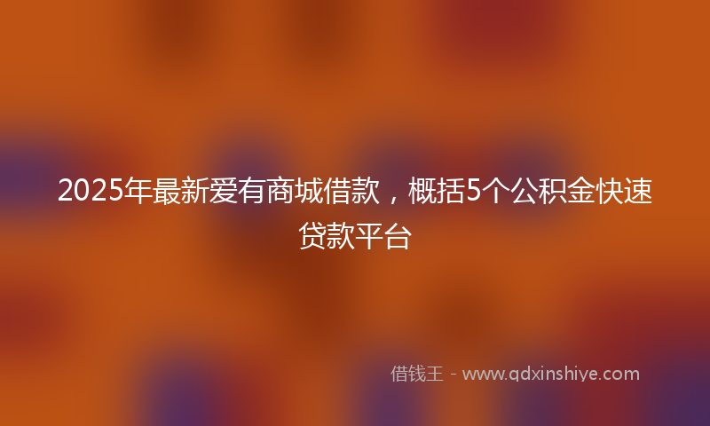 2025年最新爱有商城借款，概括5个公积金快速贷款平台
