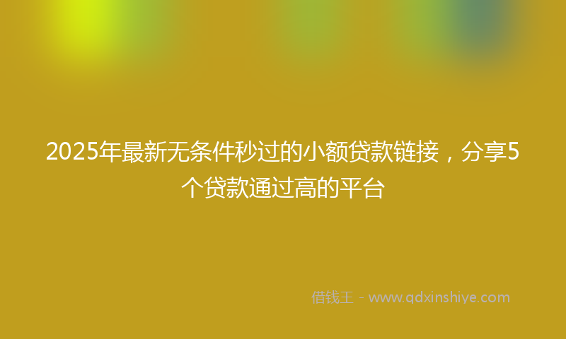 2025年最新无条件秒过的小额贷款链接，分享5个贷款通过高的平台