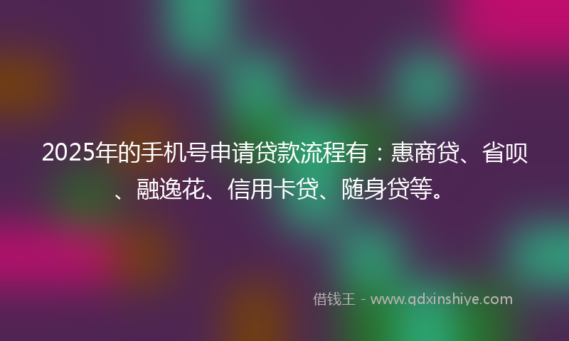 2025年的手机号申请贷款流程有:惠商贷、省呗、融逸花、信用卡贷、随身贷等。