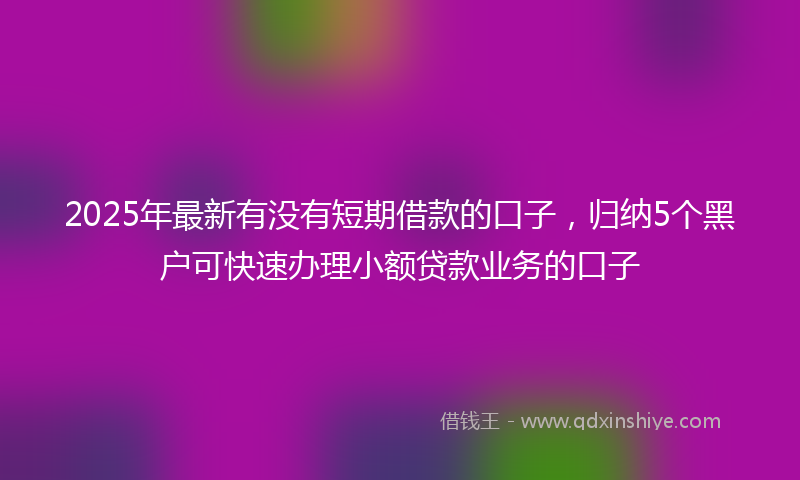 2025年最新有没有短期借款的口子，归纳5个黑户可快速办理小额贷款业务的口子