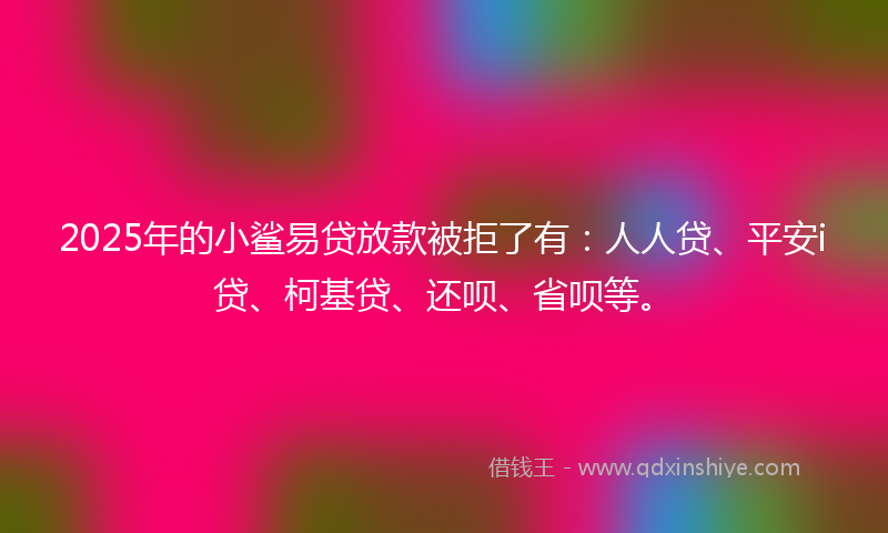 2025年的小鲨易贷放款被拒了有:人人贷、平安i贷、柯基贷、还呗、省呗等。