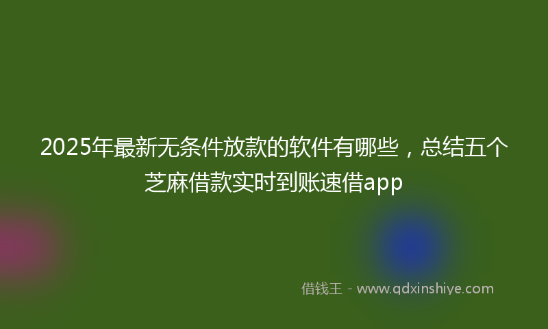 2025年最新无条件放款的软件有哪些，总结五个芝麻借款实时到账速借app