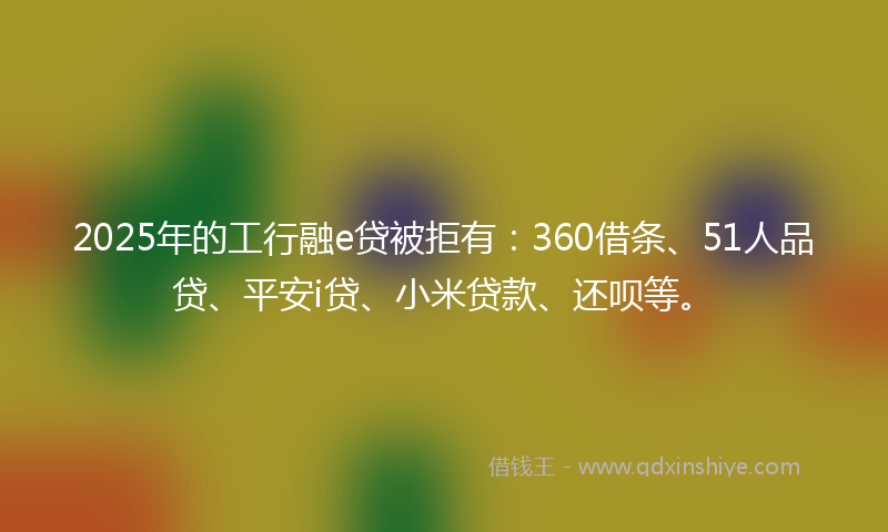 2025年的工行融e贷被拒有：360借条、51人品贷、平安i贷、小米贷款、还呗等。