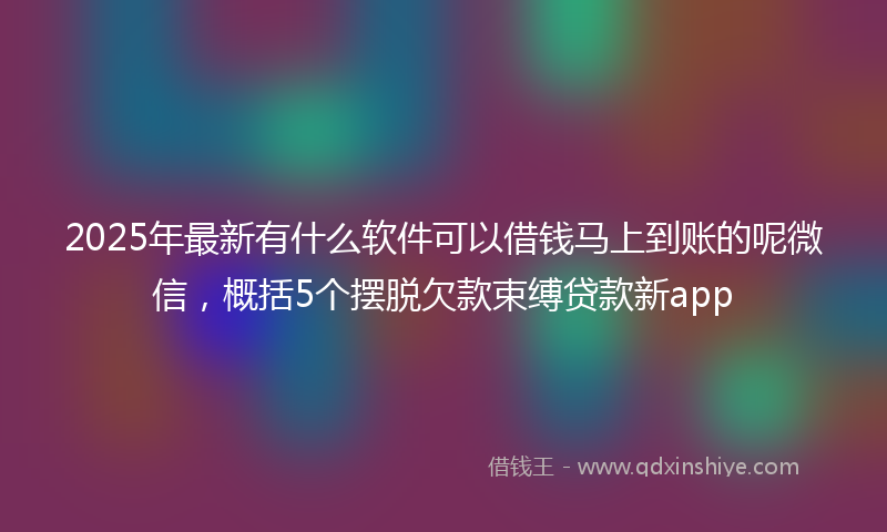 2025年最新有什么软件可以借钱马上到账的呢微信，概括5个摆脱欠款束缚贷款新app