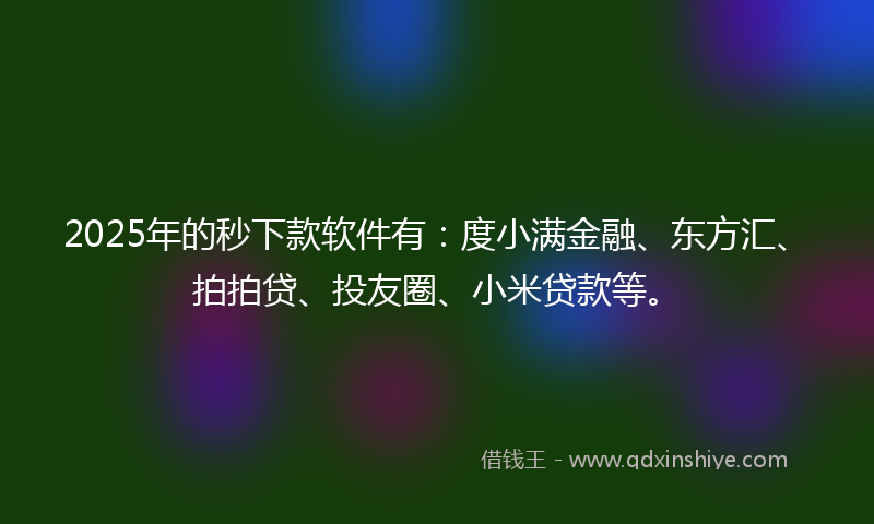 2025年的秒下款软件有：度小满金融、东方汇、拍拍贷、投友圈、小米贷款等。