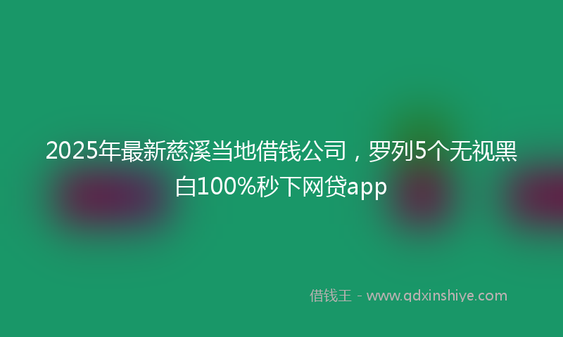 2025年最新慈溪当地借钱公司，罗列5个无视黑白100%秒下网贷app
