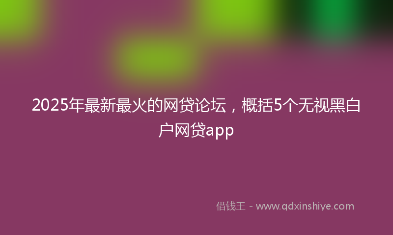 2025年最新最火的网贷论坛，概括5个无视黑白户网贷app