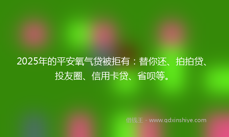 2025年的平安氧气贷被拒有：替你还、拍拍贷、投友圈、信用卡贷、省呗等。