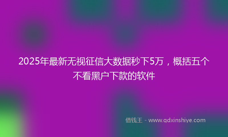 2025年最新无视征信大数据秒下5万，概括五个不看黑户下款的软件