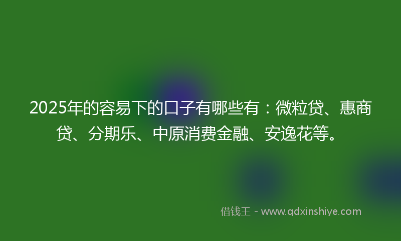 2025年的容易下的口子有哪些有：微粒贷、惠商贷、分期乐、中原消费金融、安逸花等。