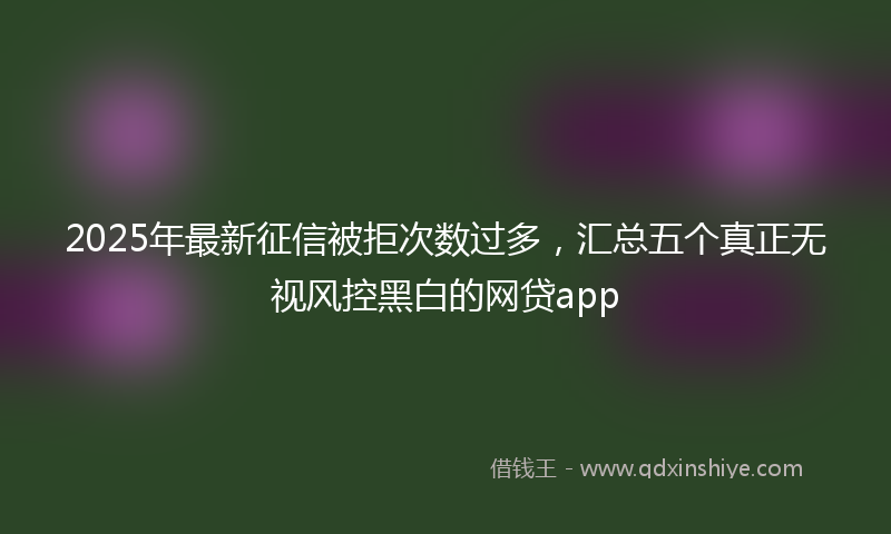 2025年最新征信被拒次数过多，汇总五个真正无视风控黑白的网贷app