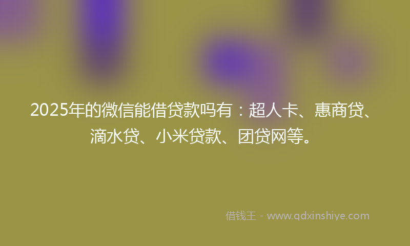 2025年的微信能借贷款吗有：超人卡、惠商贷、滴水贷、小米贷款、团贷网等。