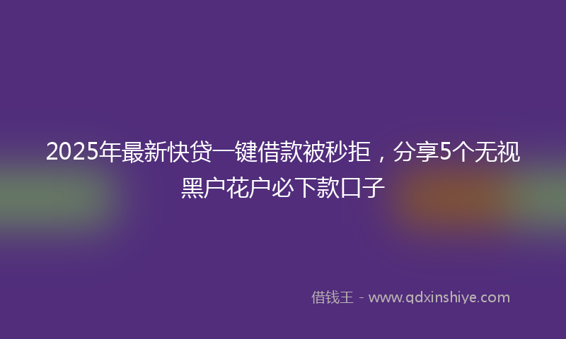 2025年最新快贷一键借款被秒拒，分享5个无视黑户花户必下款口子