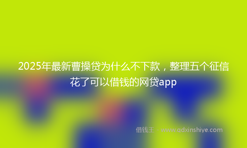 2025年最新曹操贷为什么不下款，整理五个征信花了可以借钱的网贷app