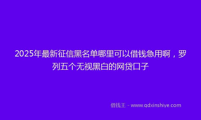 2025年最新征信黑名单哪里可以借钱急用啊，罗列五个无视黑白的网贷口子