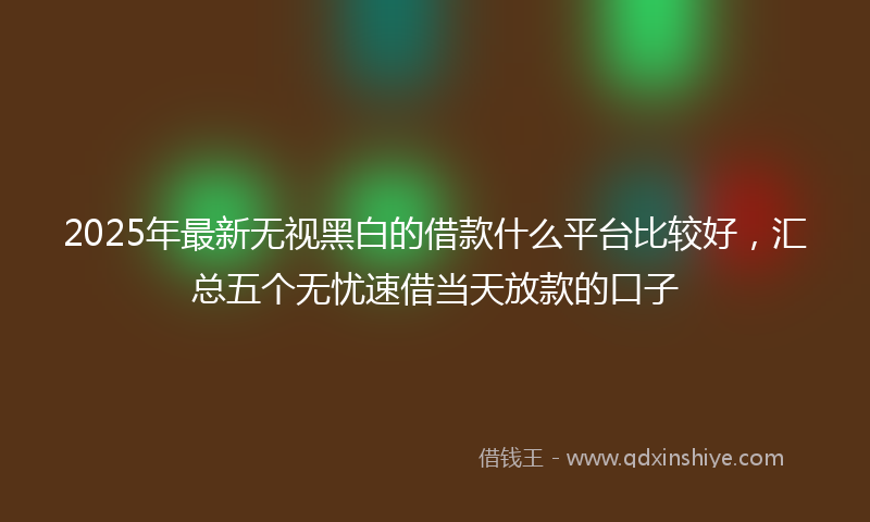 2025年最新无视黑白的借款什么平台比较好，汇总五个无忧速借当天放款的口子